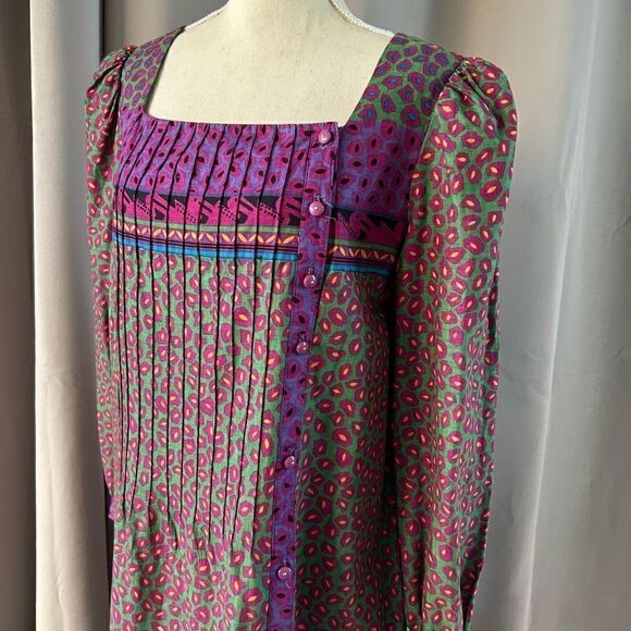 Vintage 80’s Neiman Marcus Green Purple Dress 16 - Picture 3 of 9